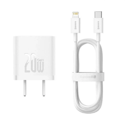 Combo sạc nhanh Baseus GaN5 1 cổng 20W kèm cáp USB-C to lightning dài 1m 1